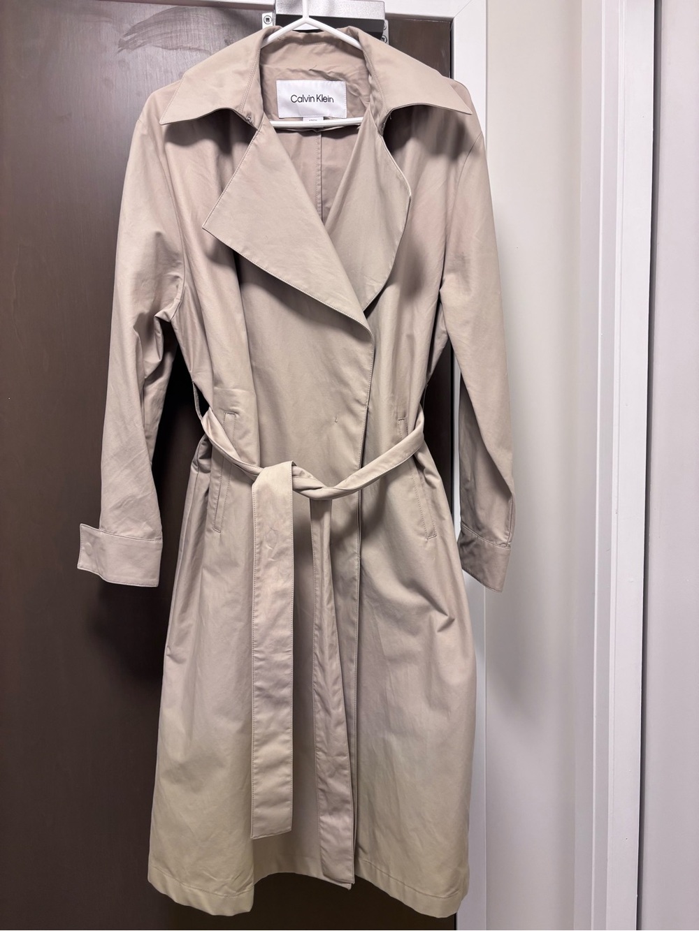 Calvin Klein Light Beige Trench Coat with Belt